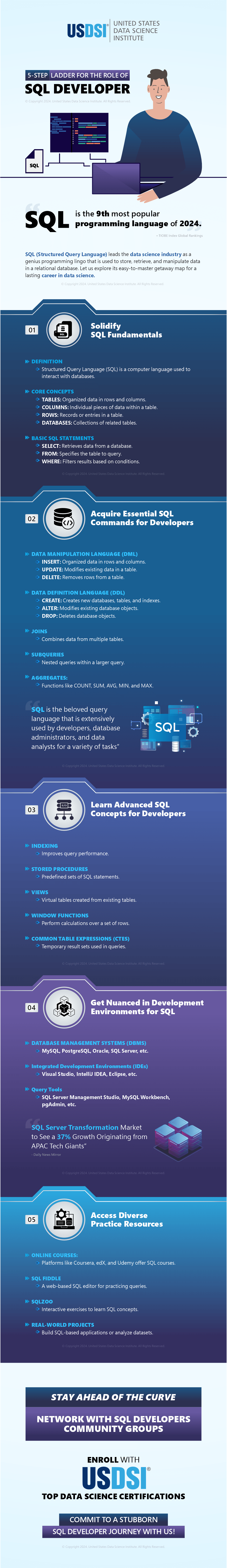 5-Step Ladder for the Role of SQL Developer | Infographic